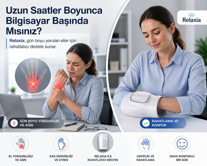 Relaxia Akıllı El Masaj Cihazı – Isıtmalı Rahatlama Desteği